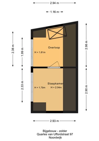 Floorplan - Quarles van Uffordstraat 97, 2202 NE Noordwijk